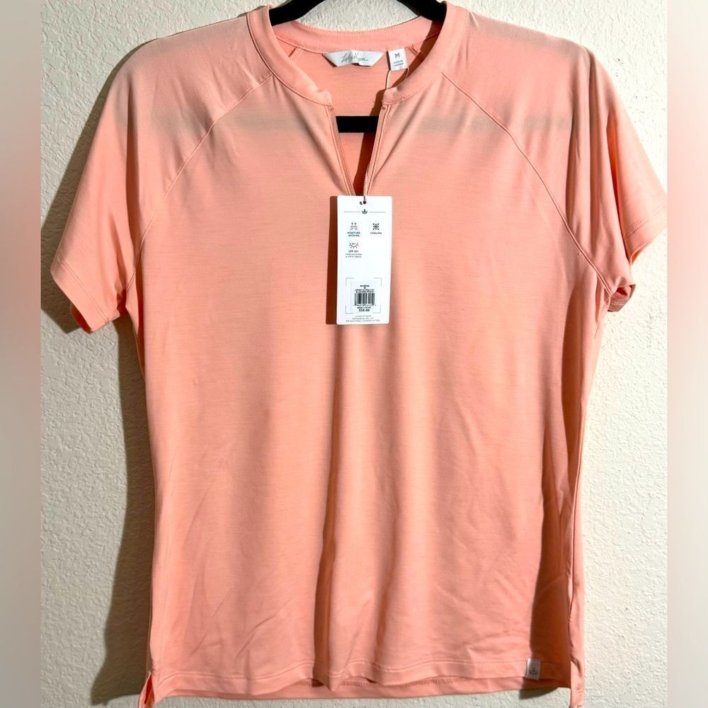 Lady Hagen Performance Quarter Zip Tee size M Peach Active Cooling UPF Wicking